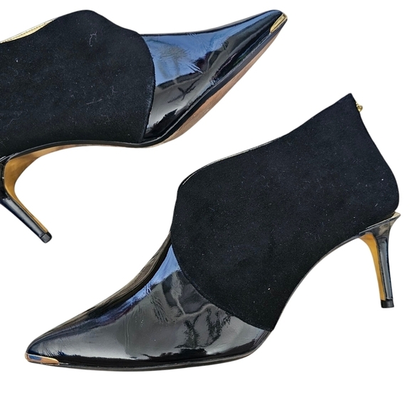 Ted Baker Lodon Leather Elegant Black Stilleto Booties Size 40 - Picture 3 of 8